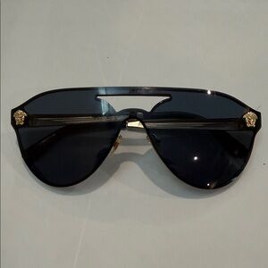 Versace Black Sunglasses with Gold Medusa Accents